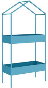 Outsunny Portavasi a 2 Livelli in Metallo a Forma di Casetta con Gancio, 75x35x150 cm, Blu Verde | Aosom Italy