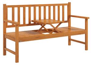 Outsunny Panchina da Giardino con Tavolino Centrale Sollevabile e Braccioli, in Legno, 153x56x91 cm, Marrone Chiaro | Aosom Italy