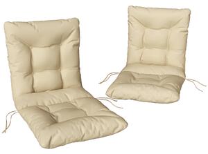Outsunny Set 2 Cuscini per Sedie da Esterno con Lacci di Fissaggio, in Poliestere e Cotone, 120x50x8 cm, Beige | Aosom Italy