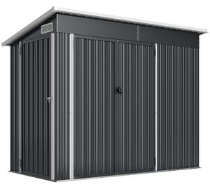 Outsunny Casetta da Giardino in Acciaio con 3 Porte Bloccabili, 234x132x185 cm, Grigio Scuro | Aosom Italy
