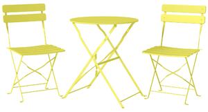 Outsunny Set Bistrò, Tavolo e Sedie Pieghevoli per 2, Giardino, Giallo. | Aosom Italy