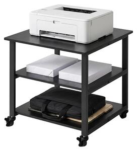 Tavolo per stampante Relaxdays con rotelle, 3 ripiani, dimensioni: 53 x 50 x 50 cm, carrello mobile per stampante, ufficio, supporto per stampante, colore nero