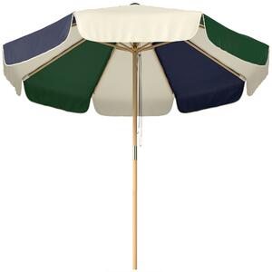 Outsunny Ombrellone da Giardino con Telaio Effetto Legno, Tettuccio a Blocchi di Colore con 8 Stecche, UV 30+ | Aosom Italy