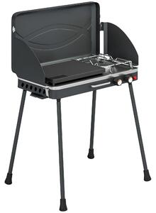 Outsunny 2-in-1 Portatile BBQ a Gas Propano, Griglia e Fornello, 7KW, Nero | Aosom Italy