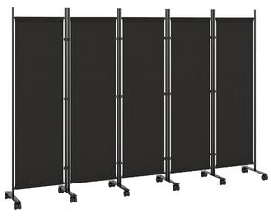 Outsunny Divisorio Decorativo da Interno a 5 Pannelli in Acciaio, con 12 Ruote e Clip di Connessione, Nero | Aosom Italy
