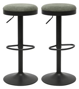 Sgabelli da bar regolabili in tessuto bouclé verde kaki e metallo (lotto di 2) THOR