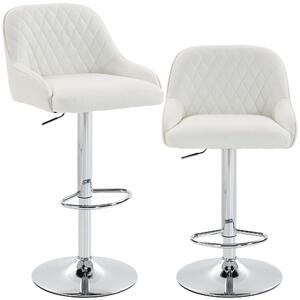 HOMCOM Set 2 Sgabelli da Bar Girevoli Regolabili per Cucina, Bianco | Aosom Italy