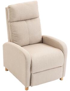 HOMCOM Poltrona Relax Reclinabile Manuale 135° con Poggiapiedi in Tessuto, Beige | Aosom Italy