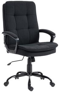 HOMCOM Sedia Ufficio Ergonomica in Tessuto Effetto Lino, Altezza Regolabile, Funzione Dondolo, Capacità 120 kg, Nero | Aosom Italy