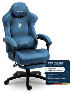 Sedia da gaming ergonomica con supporto lombare, rivestita in velluto, imbottitura spessa, poggiapiedi, braccioli regolabili e inclinazione fino a 160°. Colore: blu