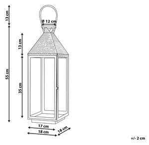 Lanterna in Metallo Argento Portacandele a Colonna in Acciaio Inox H 55 cm Beliani