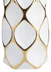 Vaso da fiori da tavola Bianco con gres porcellanato dorato 36 cm Geometrico moderno Beliani