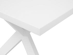 Tavolo da pranzo bianco da tavolo 77 x 180 x 80 cm X-cross gambe in legno massello tavolo da cucina Beliani