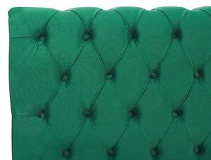 Letto Rivestimento in velluto verde Gambe in legno Nero 160 x 200 cm capitonnè Glam Beliani