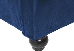 Letto Rivestimento in velluto blu Gambe in legno Nero 160 x 200 cm capitonnè Glam Beliani