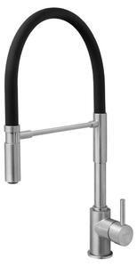 Miscelatore da cucina minimalista con bocchetta flessibile, nero/acciaio inossidabile opaco