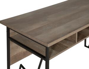 Scrivania Home Office Piano in legno scuro Struttura in metallo Nero Scaffale portaoggetti 120 x 60 cm Design industriale moderno Beliani