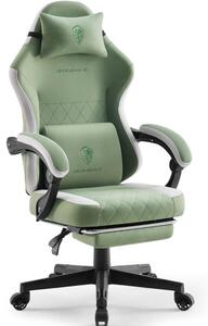 Sedia da gaming con poggiapiedi, ergonomica, imbottitura in molle insacchettate e supporto lombare massaggiante, schienale alto, rivestimento in tessuto color verde menta