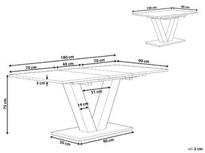 Tavolo da pranzo in legno impiallacciato rovere chiaro 140/180 x 90L x 75H cm Piano allungabile moderno Beliani