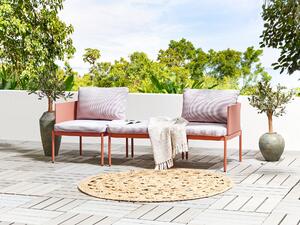 Set soggiorno giardino 2 posti in metallo robusto color arancio bianco esterno Beliani