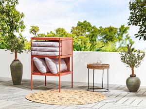 Set soggiorno giardino 2 posti in metallo robusto color arancio bianco esterno Beliani