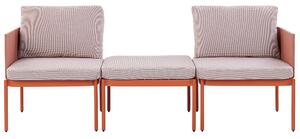 Set soggiorno giardino 2 posti in metallo robusto color arancio bianco esterno Beliani