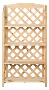 Outsunny Scaffale Portapiante Pieghevole con 4 Mensole Regolabili,  Arredamento da Giardino e Casa in Legno, 67x33x123cm