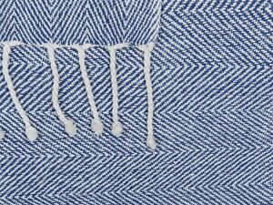 Coperta Blu Cotone 130 x 160 cm Copriletto boho stile costiero Beliani