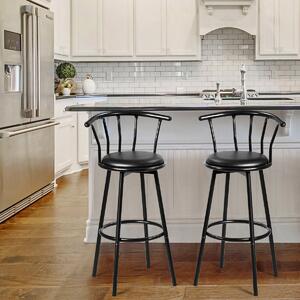 Costway Set di 2 sedie da bar con poggiapiedi Sgabello alto ergonomico, 102x39x39cm Nero