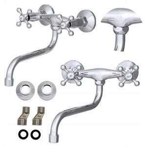 Granitan - Rubinetto da cucina - Rubinetto per lavello - Orientabile a 360° - Cartuccia in Vetroceramica - Cromo - Montaggio a parete - RETRO