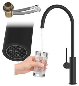 Granitan - Miscelatore cucina - Rubinetto cucina altezza 42,4 cm - Miscelatore lavello nero - SLIM