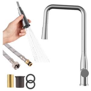 Granitan - Miscelatore cucina - Rubinetto cucina altezza 46 cm - Cromato - canna estraibile - VECTOR