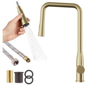 Granitan - Miscelatore cucina - Rubinetto cucina altezza 46 cm - Miscelatore lavello oro - VECTOR