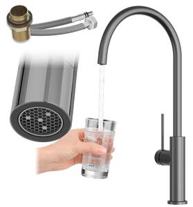 Granitan - Miscelatore cucina - Rubinetto cucina altezza 42,4 cm - Miscelatore lavello nero - SLIM