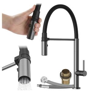 Granitan - Miscelatore cucina - Rubinetto cucina altezza 47 cm - Miscelatore lavello nero - SCALA