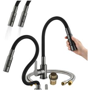 Granitan - Miscelatore cucina - Rubinetto cucina altezza 68 cm - Miscelatore lavello nero - RENO