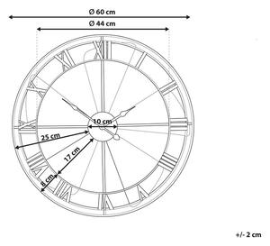 Orologio da Parete Multicolore Cornice in Ferro Anticato Design a Ventaglio Numeri Romani Rotondo 60 cm Beliani