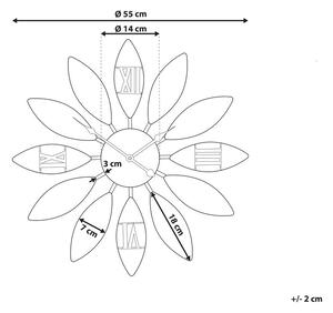 Orologio da Parete Marrone Cornice in Ferro Forma Fiore Design Numeri Romani Rotondo 55 cm Beliani