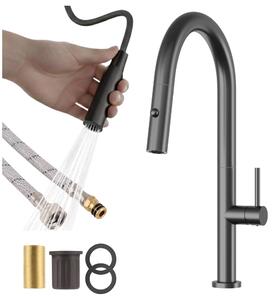 Granitan - Miscelatore cucina - Rubinetto cucina altezza 43 cm - Gun grey - canna estraibile - LIVIA