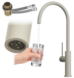 Granitan - Miscelatore cucina - Rubinetto cucina altezza 42,4 cm - Miscelatore lavello beige - SLIM