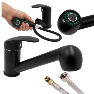 Granitan - Rubinetto da cucina - Rubinetto per lavello - Bocca estraibile - Cartuccia in Vetroceramica - Nero - HAND