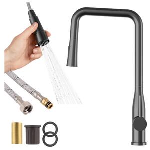 Granitan - Miscelatore cucina - Rubinetto cucina altezza 46 cm - Gun grey - 2 getti - VECTOR