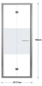 Porta doccia pieghevole Record 71 cm, H 195 cm in vetro, spessore 6 mm serigrafato silver