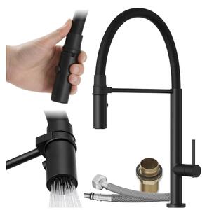 Granitan - Miscelatore cucina - Rubinetto cucina altezza 47 cm - Miscelatore lavello nero - SCALA