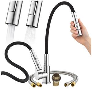 Granitan - Miscelatore cucina - Rubinetto cucina altezza 68 cm - Miscelatore lavello nero - RENO