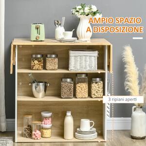 HOMCOM Isola per Cucina Moderna a 3 Ripiani con Piano d'Appoggio, in Legno e Truciolato, 140x55x91 cm, Bianco