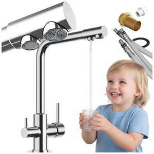 Granitan - Miscelatore cucina - Rubinetto cucina altezza 33 cm - Cromato - 3 vie - UNIVERSAL