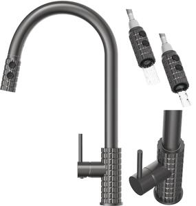 Granitan - Miscelatore cucina - Rubinetto cucina altezza 41 cm - Gun grey - canna estraibile - SNAKE