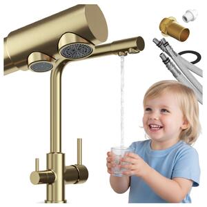 Granitan - Miscelatore cucina - Rubinetto cucina altezza 33 cm - Oro spazzolato - 3 vie - UNIVERSAL