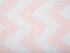 Tappeto tappetino Tappeto Tessuto Poliestere Rosa e Bianco Motivo Chevron Rettangolare 140 x 200 cm Beliani